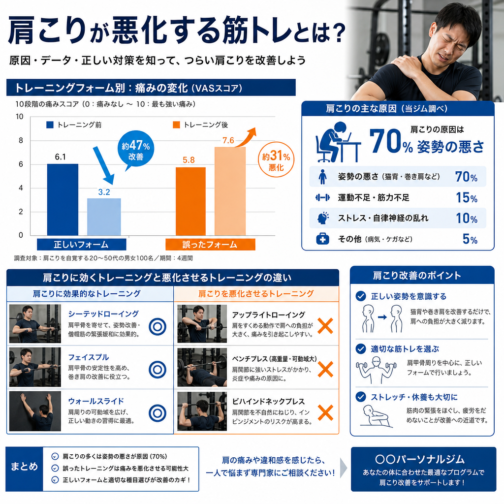 筋トレが肩こりに逆効果になるケースと注意点