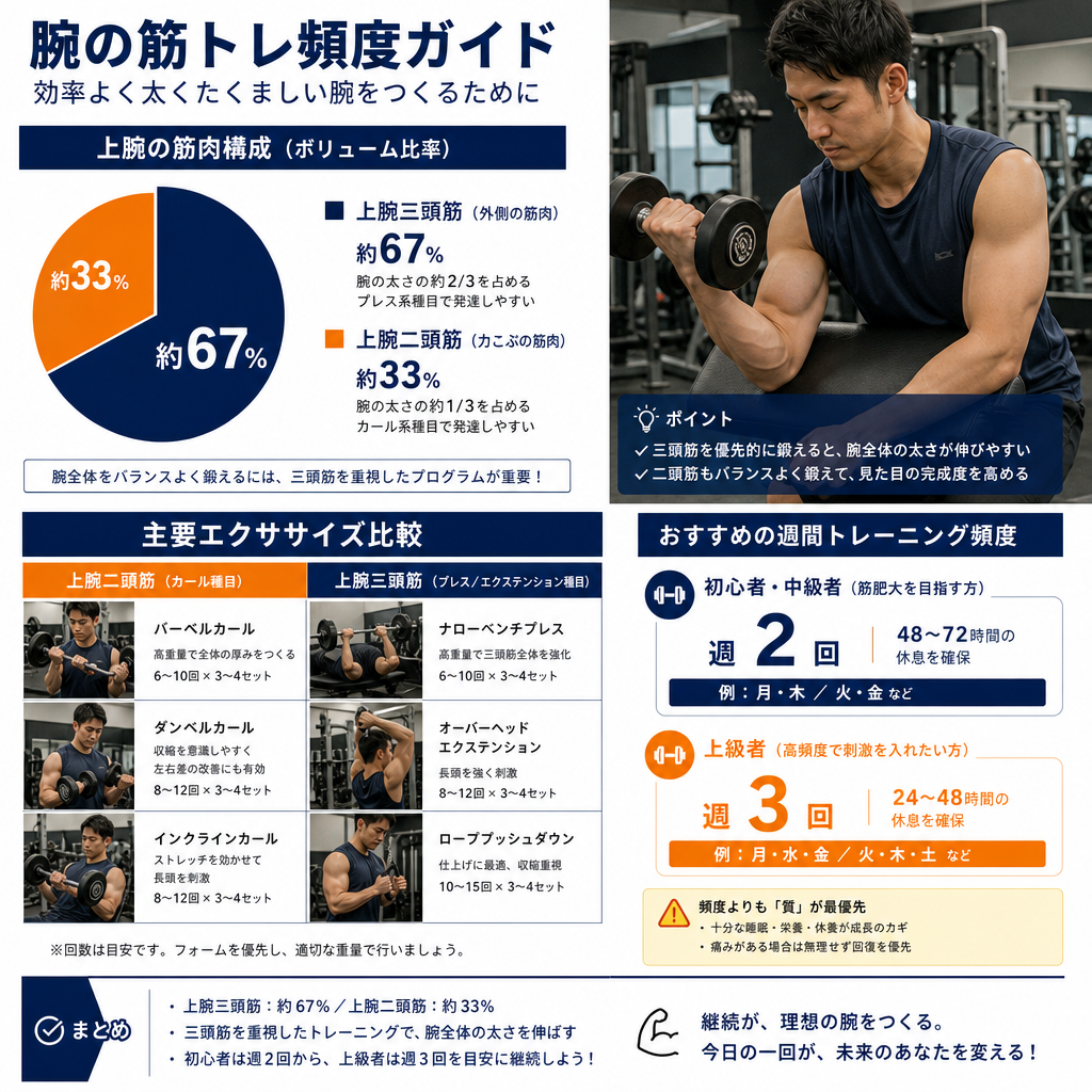 腕を太くするためのトレーニング頻度
