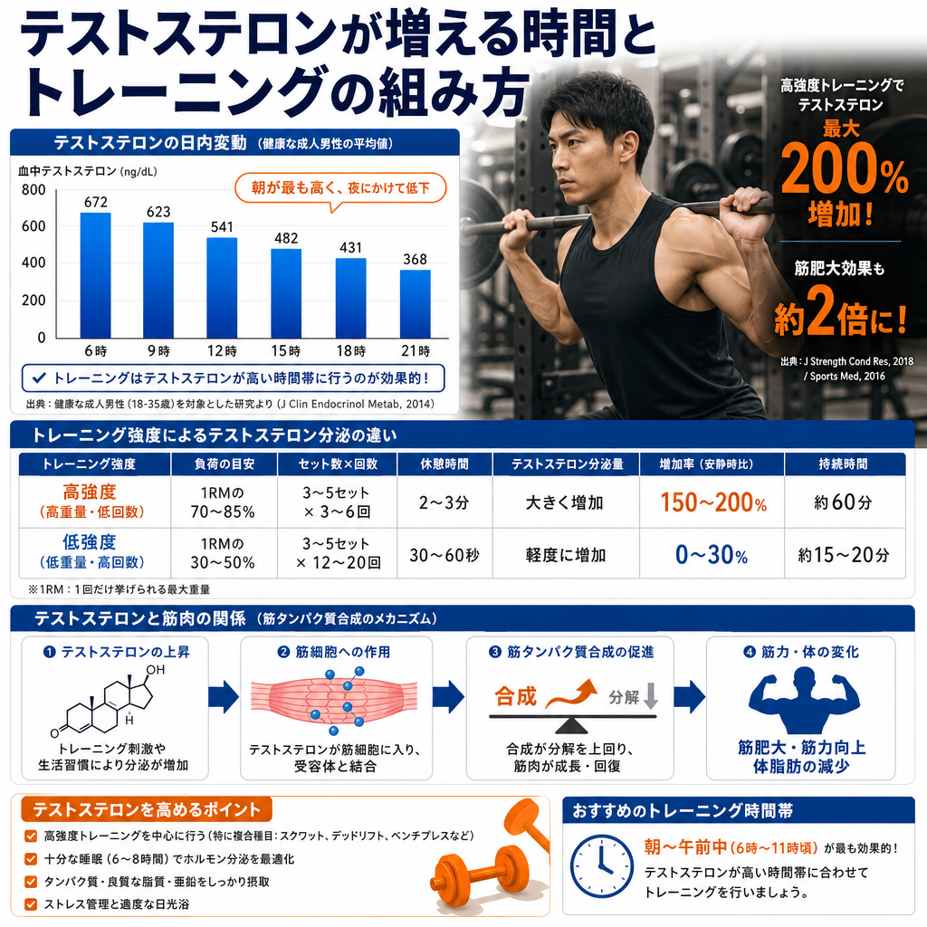 テストステロンが増える時間とトレーニングの組み方