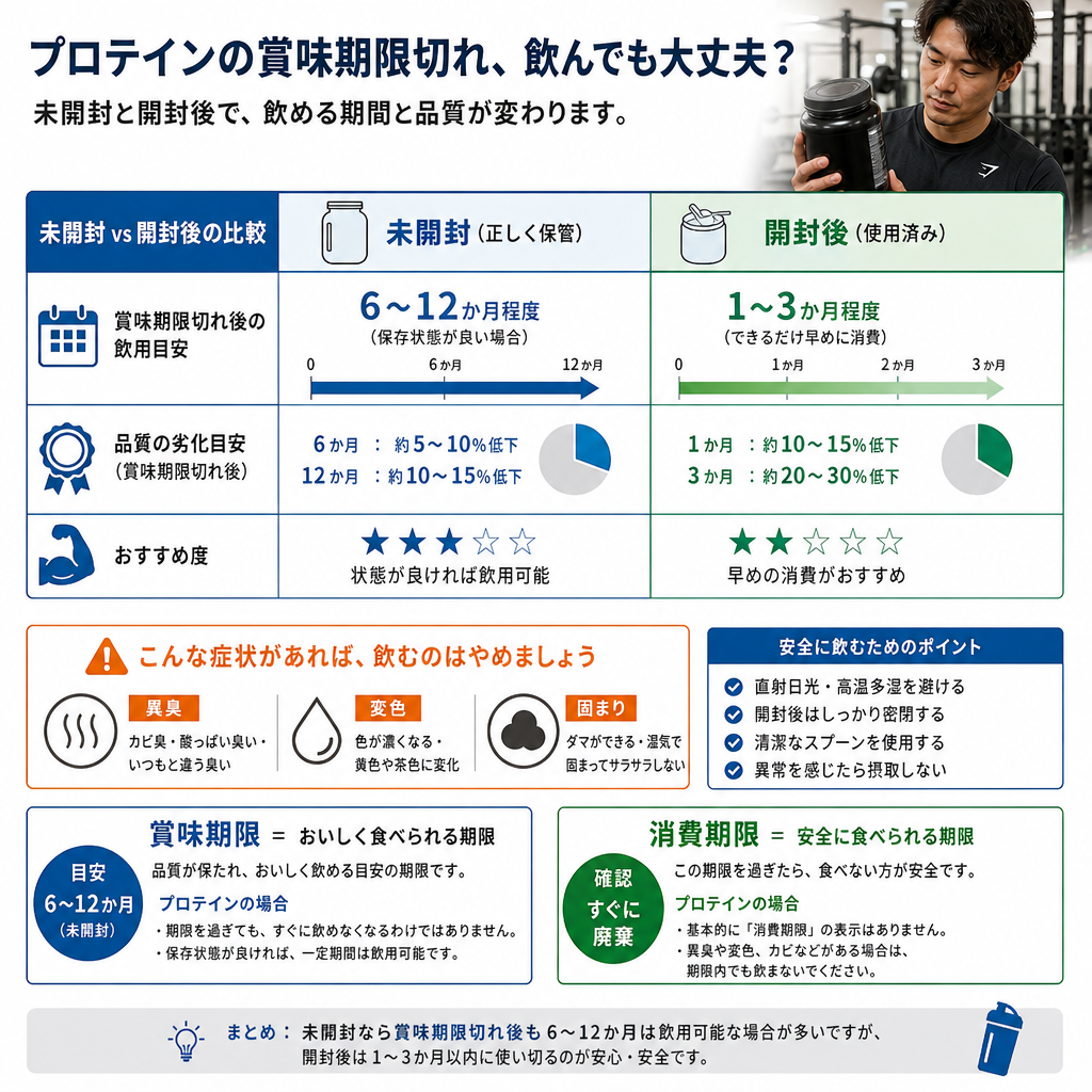 賞味期限切れのプロテインを飲んでしまったら？