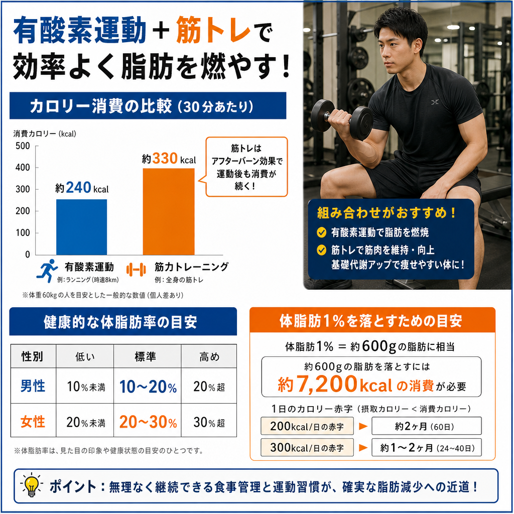 有酸素運動と筋トレを組み合わせて効率よく燃焼