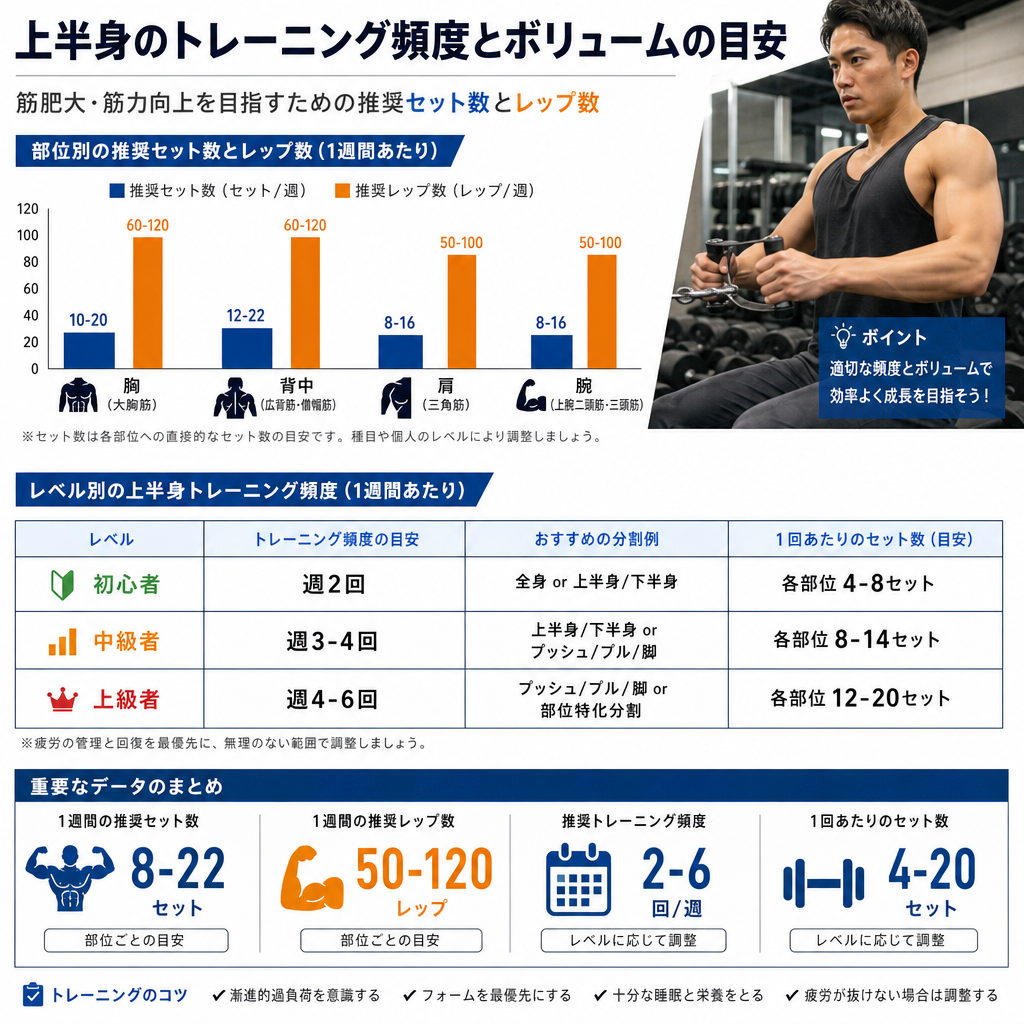 上半身筋トレの回数・頻度の目安